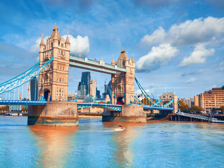 Tower Bridge on a bright sunny day in Autumn