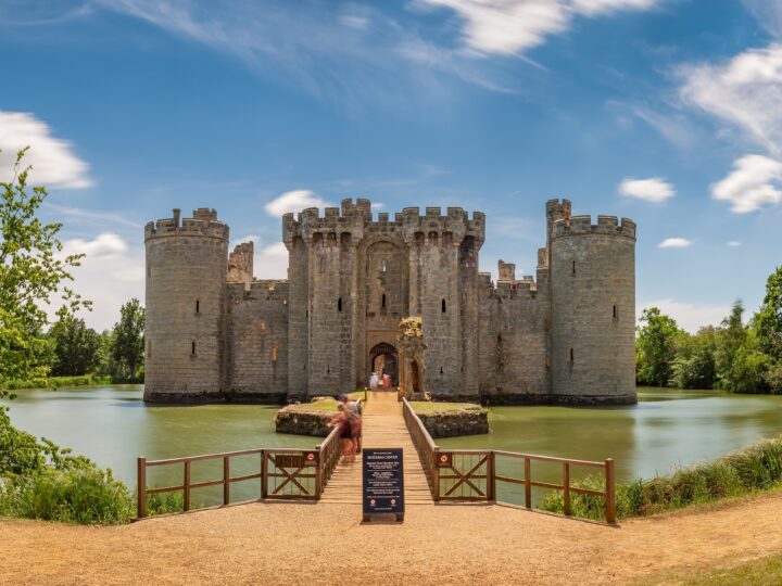Historic Bodiam Castle and moat, located in East Sussex in the UK. Captured on a summer's afternoon