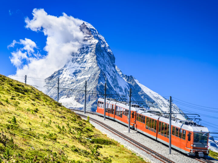 Gornergrat train and Matterhorn. Switzerland