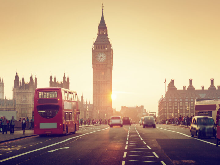 Westminster Bridge at sunset, London, UK