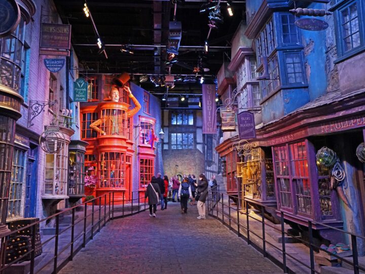 Exterior architecture and design of Diagon Alley display at the